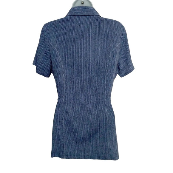 Marie Claire Safari Style  Tunic with Tie Blue/White 4/5 - Picture 6 of 8